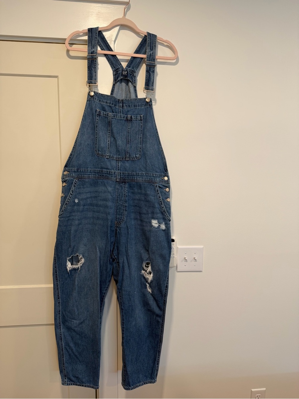 GAP Distressed Denim Overalls